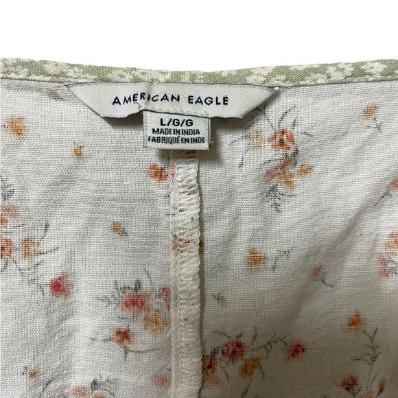 America Eagle floral crop peasant long sleeve deep v neck top - Picture 3 of 5